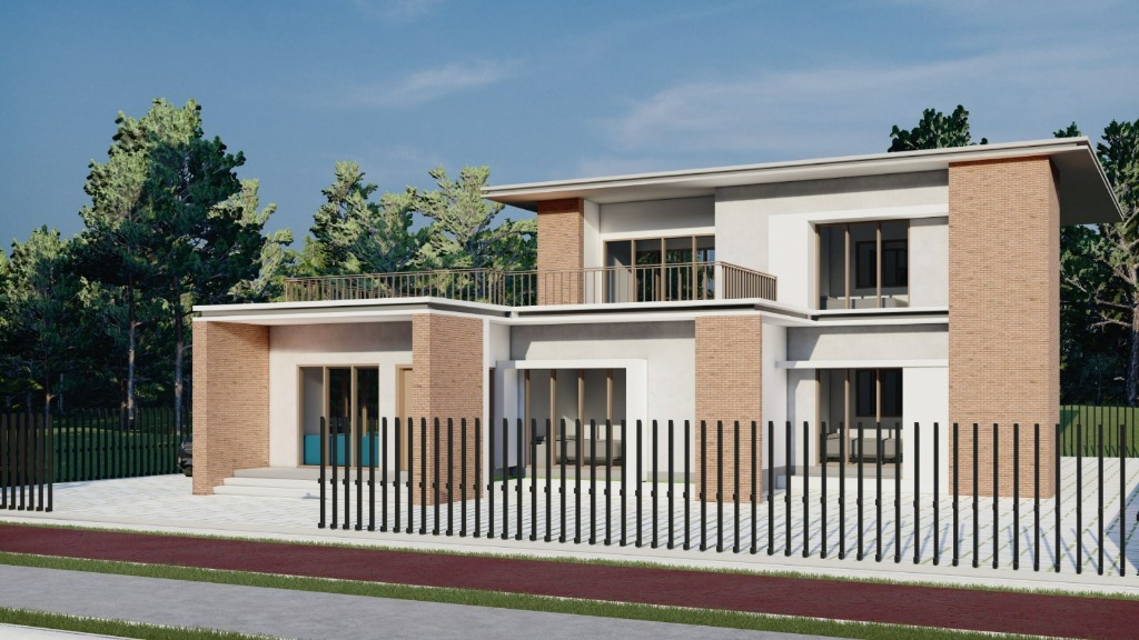 The Brick & Stucco Contemporary Villa
